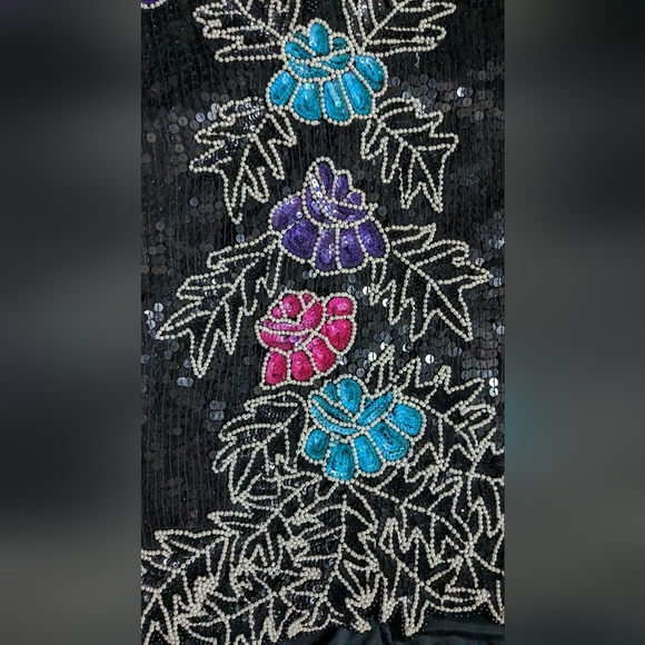 Sequin 80s Shoulder Pad Blouse - Picture 2 of 8